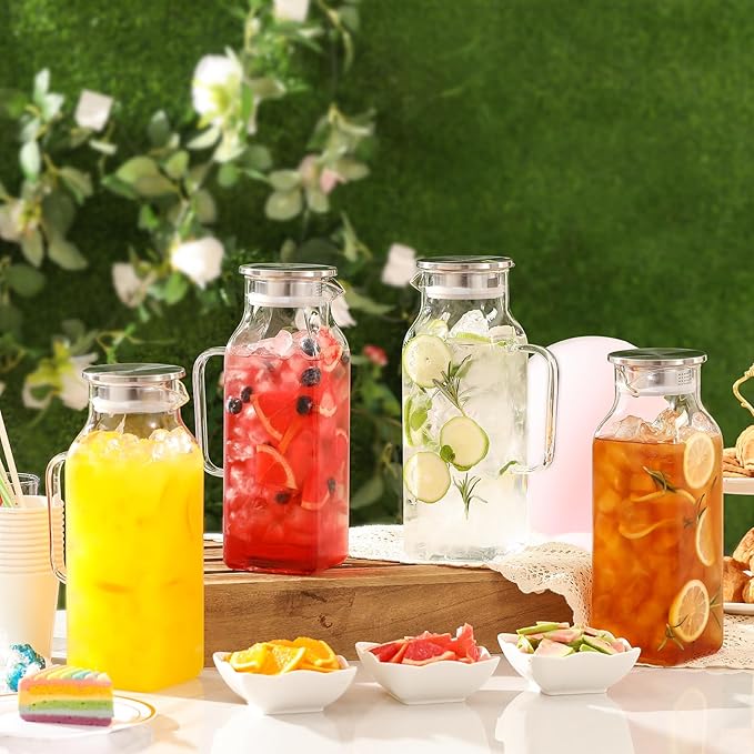 Netany 4 Pack 2 Liters/68 oz Square Glass Pitcher - Image 8
