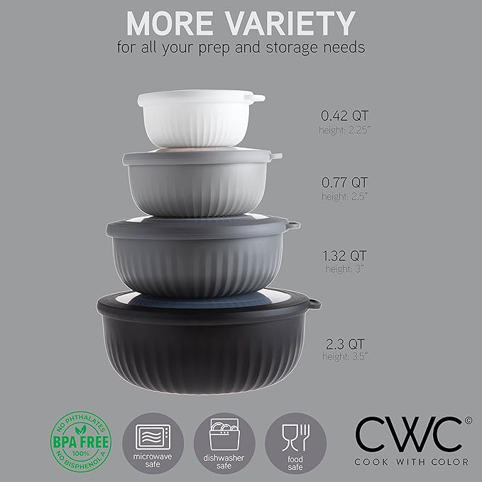 COOK WITH COLOR Prep Bowls with Lids- Wide and Deep Nesting Plastic Small - Image 2