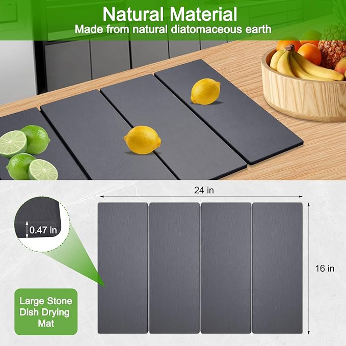 Large Dish Drying Mat for Kitchen Counter, Heat-resistant Mat, Diatomaceous - Image 3