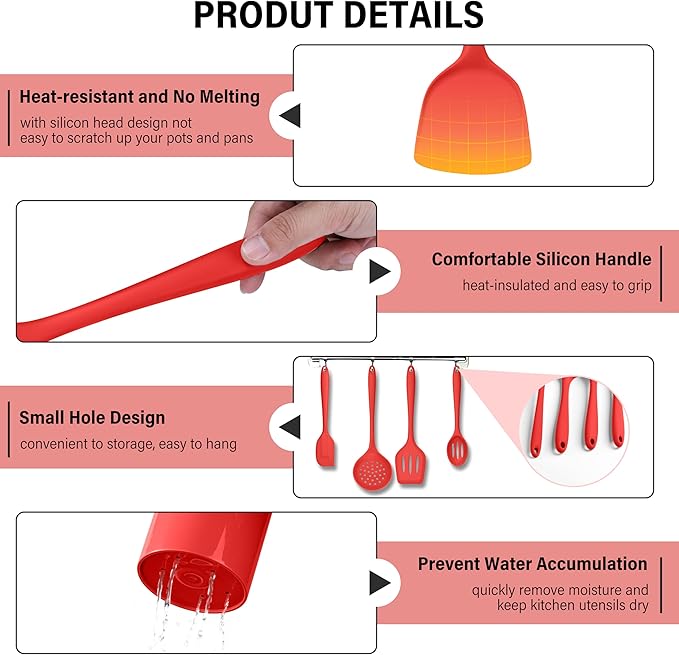 HaWare 11 PCS Silicone Cooking Utensils Set, Heat Resistant Kitchen Utensils - Image 4