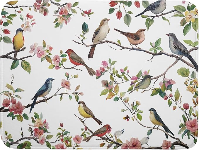 Spring Dish Drying Mat for Kitchen Counter Cute Birds Summer Holiday Microfiber by Unknown