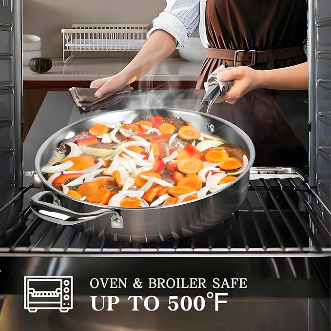 EWFEN Stainless Steel Cookware Set, 3 Ply 17 Piece Stainless Steel Pot and Pan - Image 7