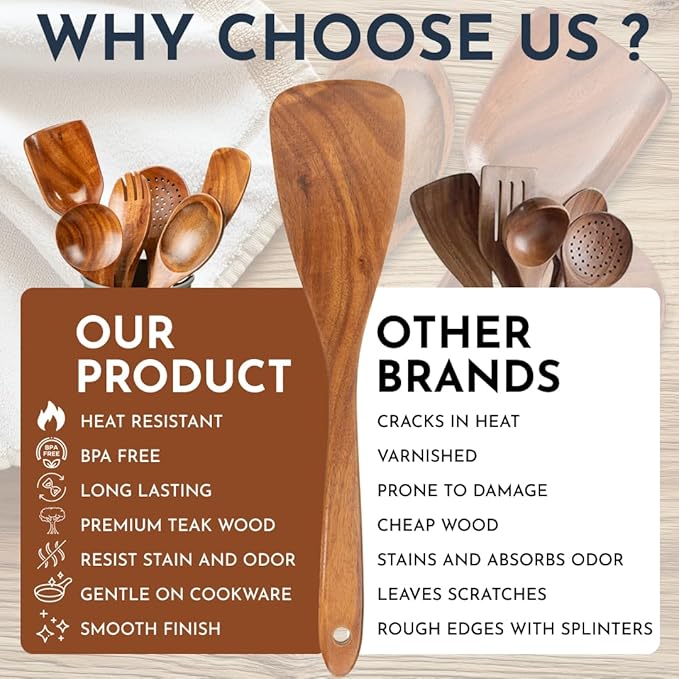 Teak Wooden Utensil Set 6-Piece - Image 4