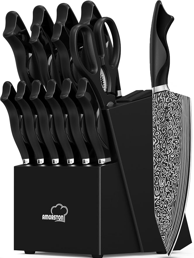 Knife Set, 15 Pieces Kitchen Knife Set by Amorston