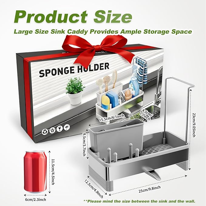 Ewaiira Stainless Steel Sink Caddy, Sponge Holder - Image 2
