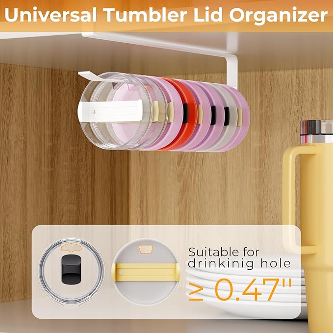 Quehun 2 PCS Tumbler Lid Organizers, Ample Lid Capacity Up to 30 Lids, No - Image 3