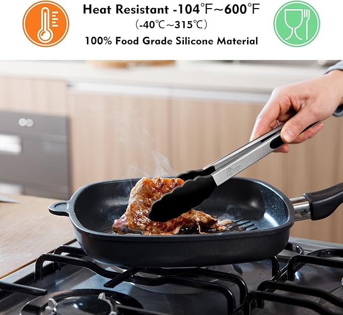 HOTEC Premium Stainless Steel Locking Kitchen Tongs - Image 2