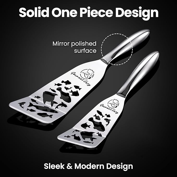 Stainless Steel Fish Spatula Set – Funky Fish Edition, 1 Large Fish Turner + 1 - Image 5
