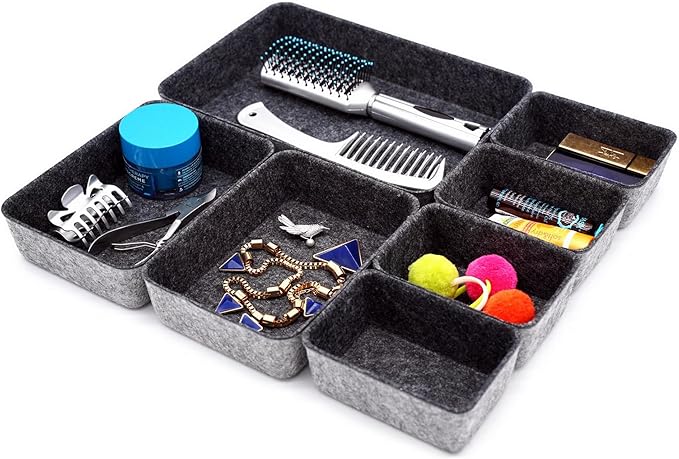 Welaxy Drawer organizers tray felt storage bin office Shallow Small Desk box - Image 4