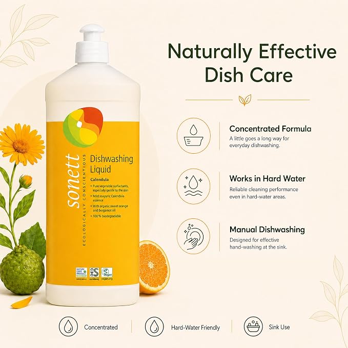 Sonett Organic Dishwashing Liquid Calendula - 34 fl oz (Pack of 1)