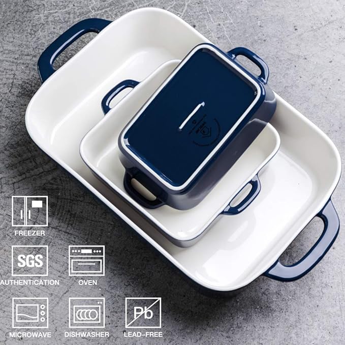 Sweejar Ceramic Bakeware Set, Rectangular Baking Dish - Image 2