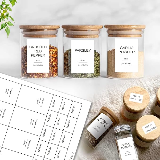GPOVVIMX 191 Spice Jar Labels Preprinted Minimalist Stickers - Image 5