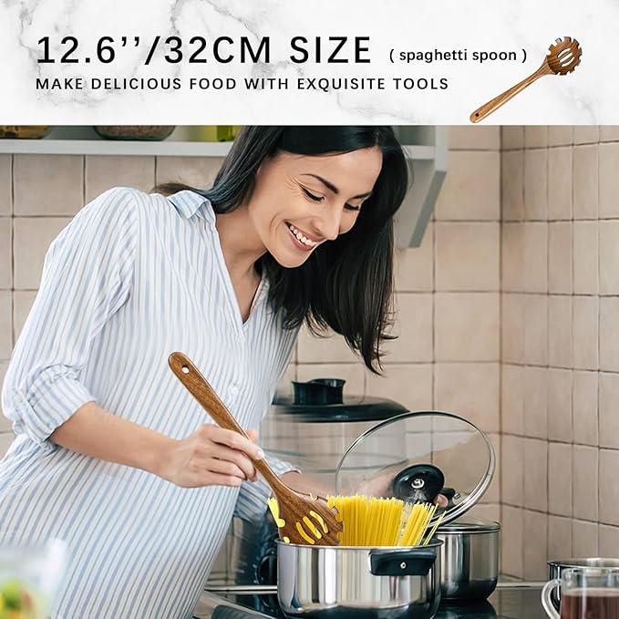 Wooden Spoons for Cooking, Nonstick Cooking Utensil Set - Image 3