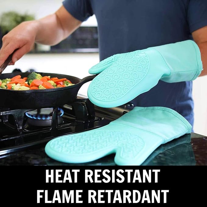 BPA-Free Soft Silicone 4 Piece Oven Mitts & Trivets Set - Image 2