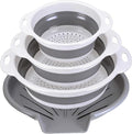 Collapsible Colander Set with Oversized Draining Tray | 3-Pack Foldable Kitchen by CLUREN