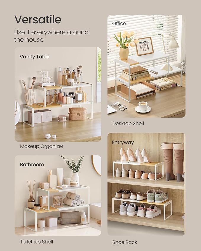 SONGMICS HOME Spice Racks, Expandable Cupboard Shelf Orgnizers, Kitchen Counter - Image 6