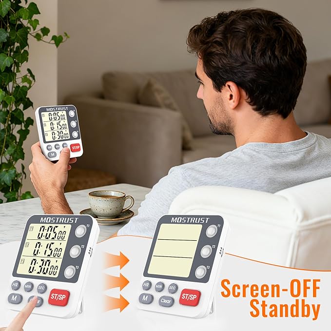 Digital Dual Kitchen Timer, 3 Channels Countdown Triple Timer - Image 5