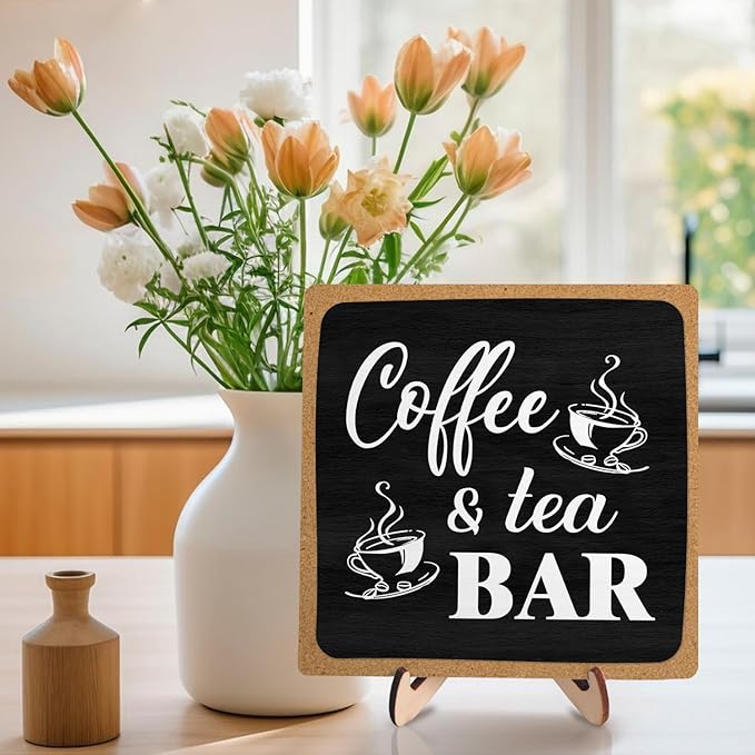Coffee Bar Decor Sign, Rustic Wooden Plaque Coffee Sign - Image 3