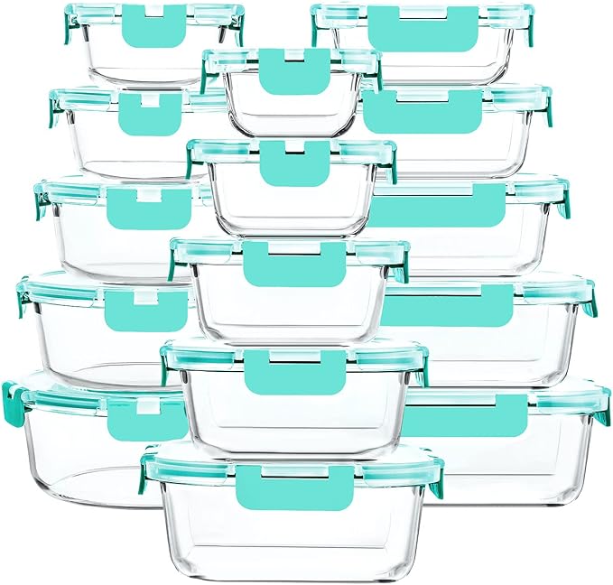 30 Pieces Glass Food Storage Containers by MMCIRCO