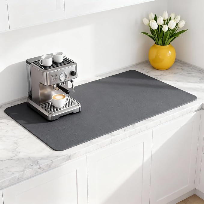 Dish Drying Mat Super Absorbent – 17" x 31" Coffee Mat by STRABELLAHOMEKITCHEN