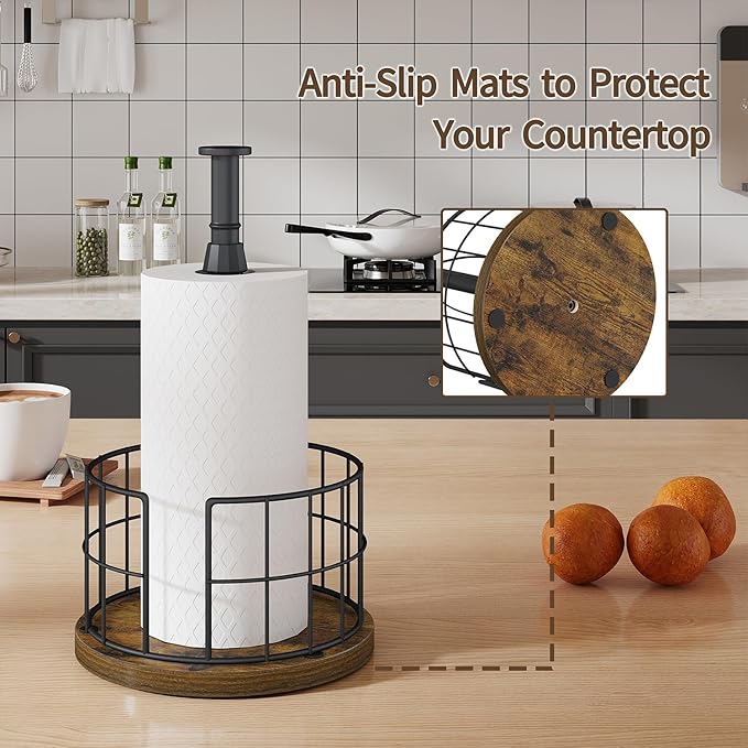 YINMIT Paper Towel Holder Countertop, One-Handed Tear Farmhouse Paper Towel - Image 5