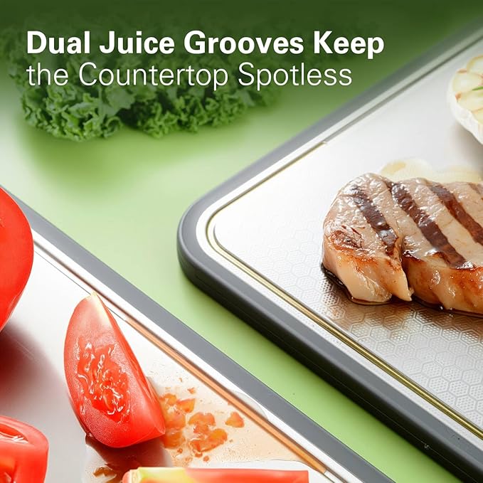 Stainless Steel Cutting Board 16''×11'', Double Sided 304 Steel Cutting Board - Image 5