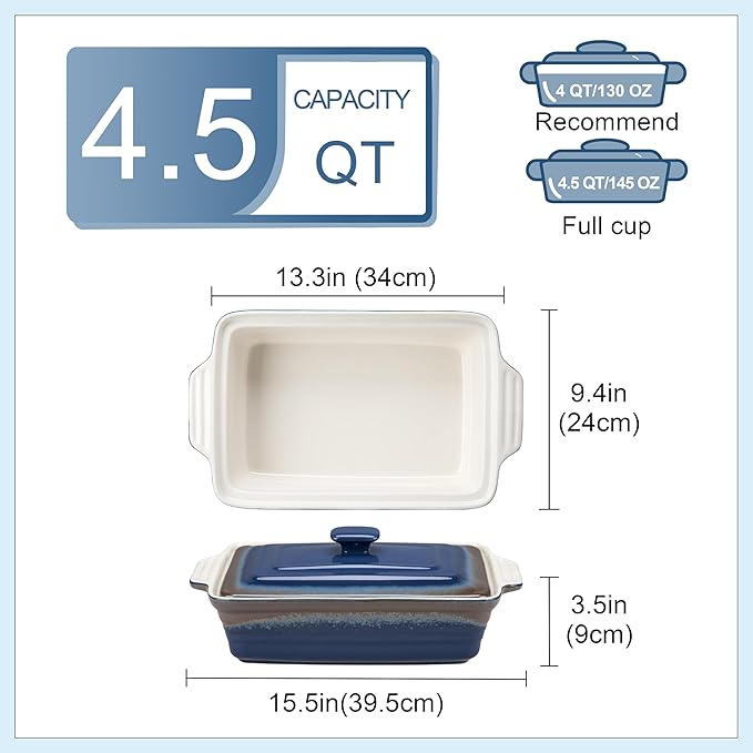 LOVECASA 4.5 Quart Ceramic Casserole Dish - Image 2
