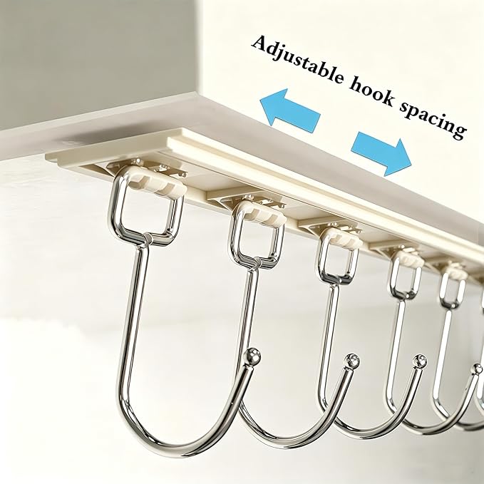 Cociat 2PCS Utensil Racks with 8 Hooks 17 Inch White Kitchen Utensil Holders - Image 3