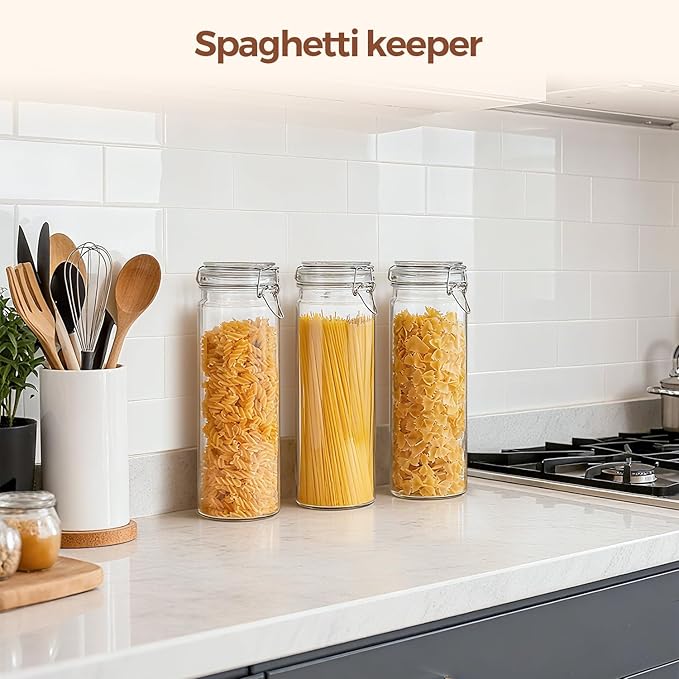 ComSaf 3-Pack 68oz 13-Inch Tall Glass Pasta Containers - Image 6