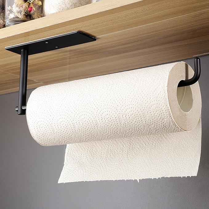 SUNTECH 2 Pack Paper Towel Holder Under Cabinet, Adhesive or Drilling Paper - Image 2