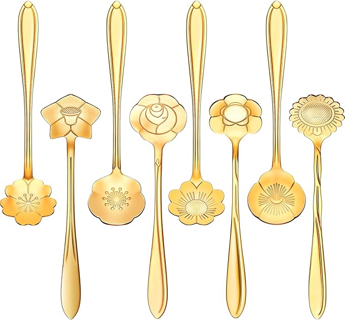 Chengu 8 Pieces Flower Coffee Tea Spoons Stainless Steel Sugar Spoons Tea Party by CHENGU