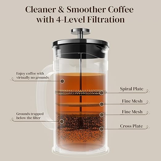 Veken French Press Coffee Maker 21oz 0.6 L, Single Serve Small Pot, Heat - Image 5