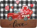 Valentine's Day Red Heart Truck Dish Drying Mat by Anyako