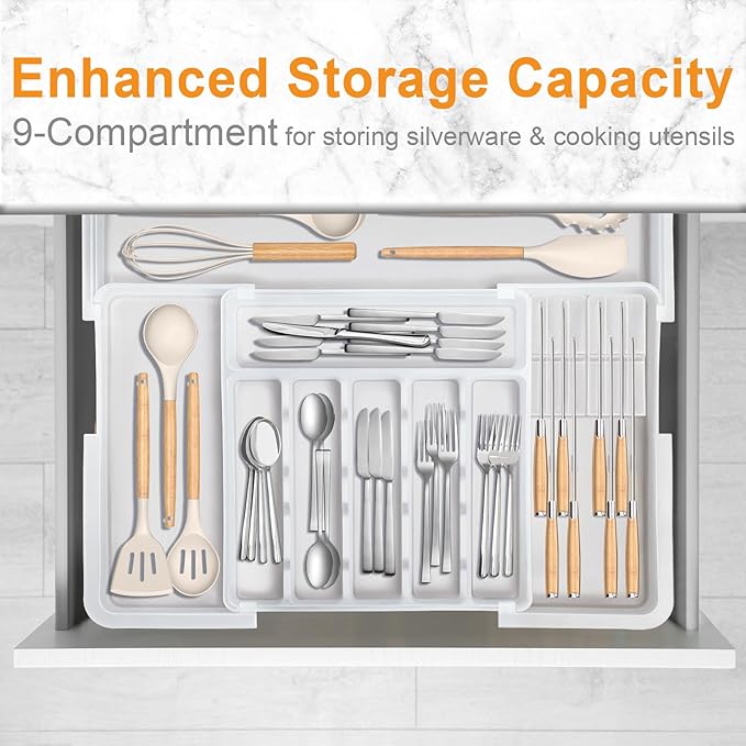 Homecor Silverware Organizer for Kitchen Drawer, Expandable Utensil Drawer - Image 4