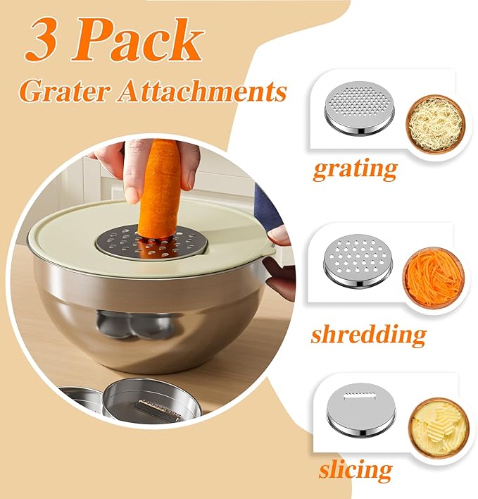 Mixing Bowls with Lids Set, Kitchen Food Storage Organizers Nesting Mixing Bowl - Image 3