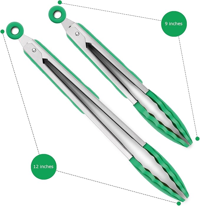 2 Pack Silicone Kitchen Tongs – 9" & 12" Set, Heat Resistant up to 500°F - Image 4