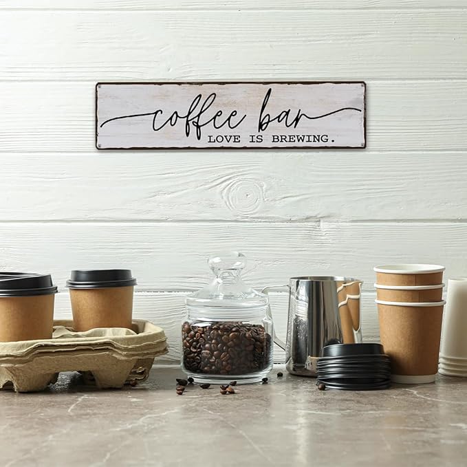 Coffee Bar Sign, Love is Brewing Signs, Retro Metal Tin Sign, Vintage Coffees - Image 4