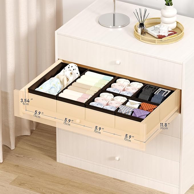 DIMJ Drawer Organizers Clothes, Fabric Closet Organizers and Storage, Shallow - Image 2