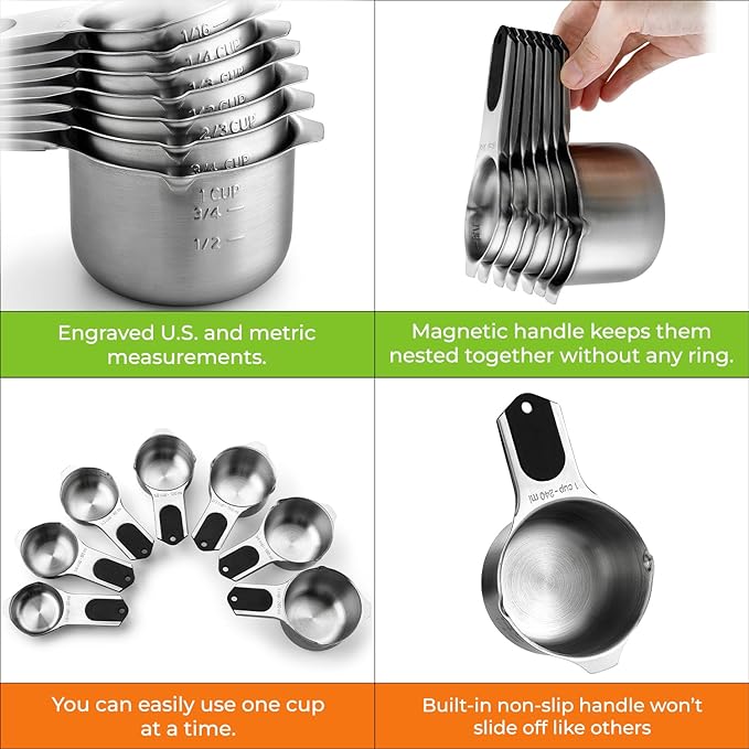 Spring Chef Magnetic Stainless Steel Measuring Cups, Kitchen Tools - Image 4