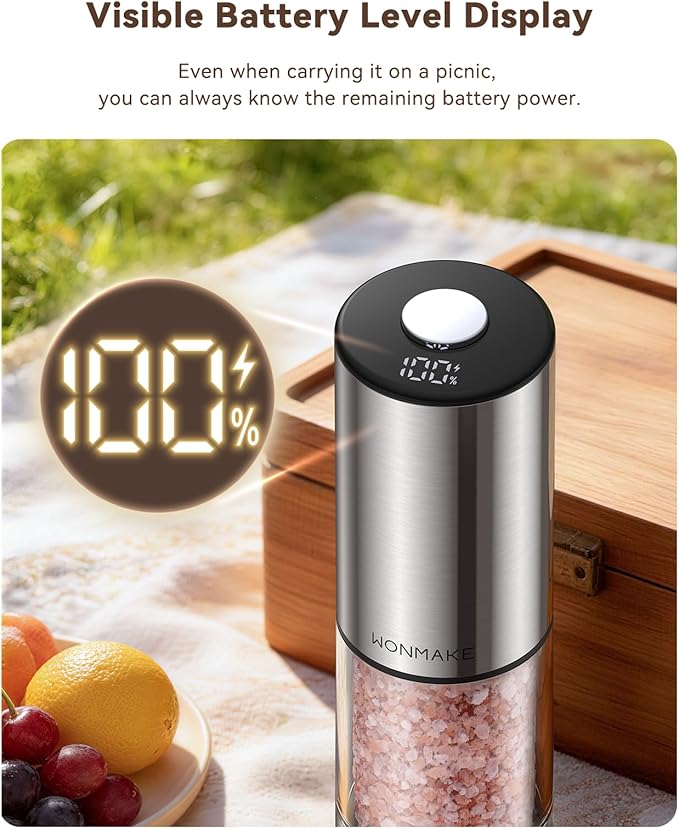 Electric Salt and Pepper Grinder Set, Type-C Rechargeable - Image 3