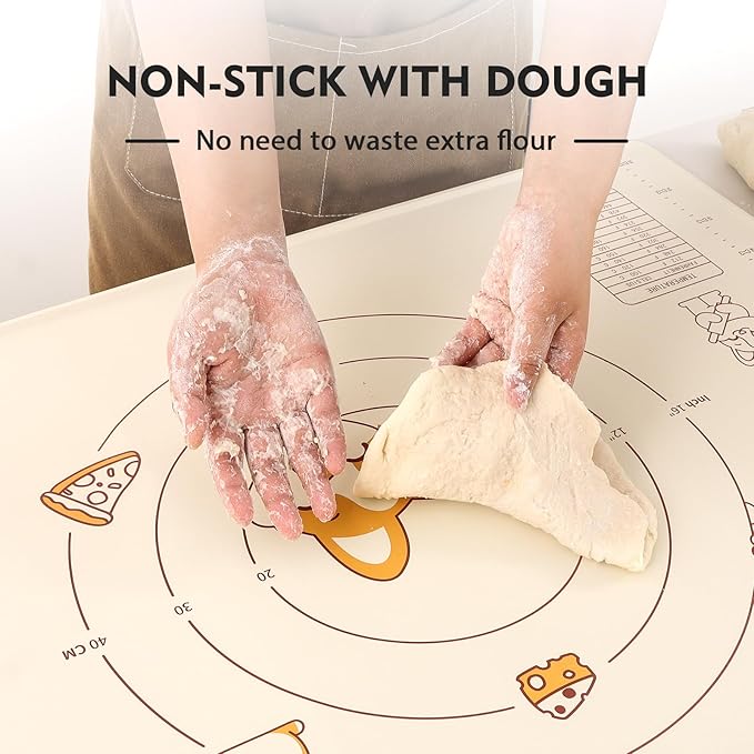 Ourokhome Silicone Baking Mat Sheet and Pastry Dough Cutter, 0.5 Inch Thick 32" - Image 3