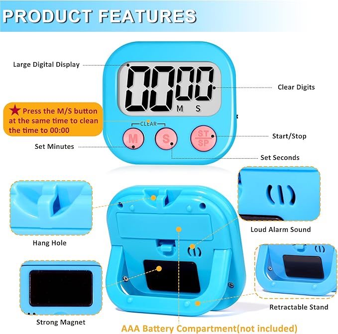 ZILLEEN Classroom Timer for Kids Teachers 12 Pack Digital Timers - Image 7