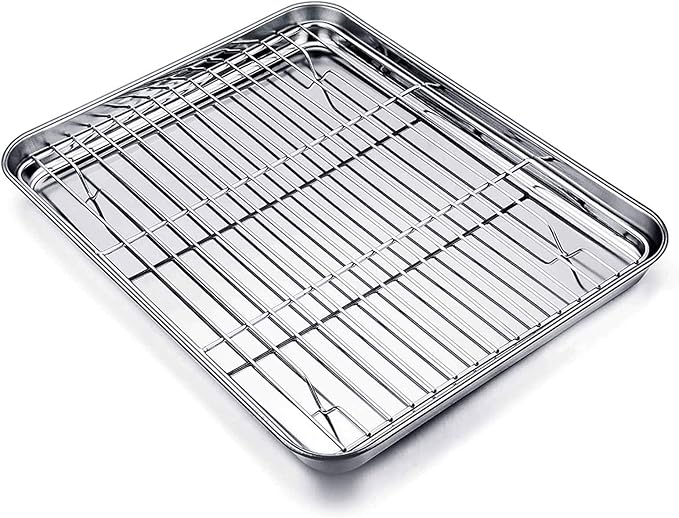 TeamFar Baking Tray and Rack Set, Stainless Steel Baking Pan Cookie Sheet by TeamFar