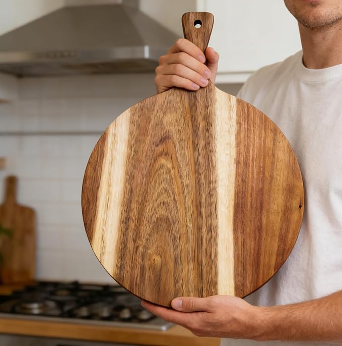 ZeQi Round Acacia Wood Cutting Board - Image 5