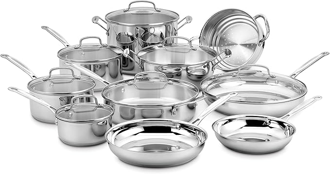 Cuisinart 17-Piece Stainless Steel Cookware Set, Chef's Classic Steel Collection by Cuisinart