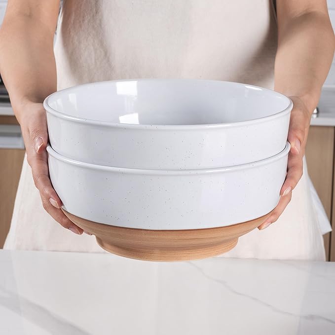 AmorArc 9.8’’ Extra Large Ceramic Salad Bowls, 90 OZ Serving Bowls Set of 2 - Image 3