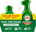 Fairy Skip the Soak Dish Spray Kit, Lemon, 1.3L (650ml Spray + 650ml Refill), 100% Grease Removal for Dishes & Surfaces