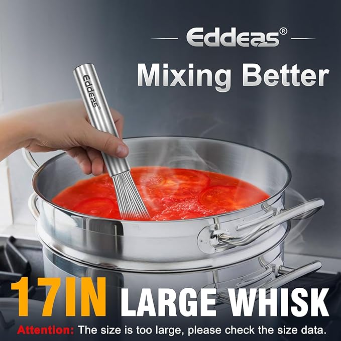 Eddeas 17in Large Whisk, Heavy Duty whisk, Stainless Steel whisk Suitable - Image 3