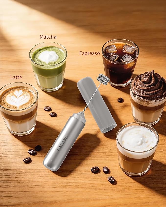CIRCLE JOY Rechargeable Milk Frother Hanheld, Dual Coil Whisk Head Electric - Image 6