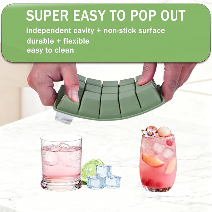 Ice Cube Trays for Freezer, 2 Pack Easy Release Slicone Ice Cube Tray - Image 3